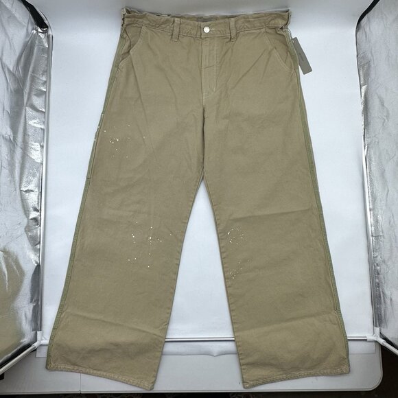 Hudson Luca Wide Leg Carpenter Size 42 Beige Paint Splatter Baggy Work Jeans NWT - Picture 3 of 16